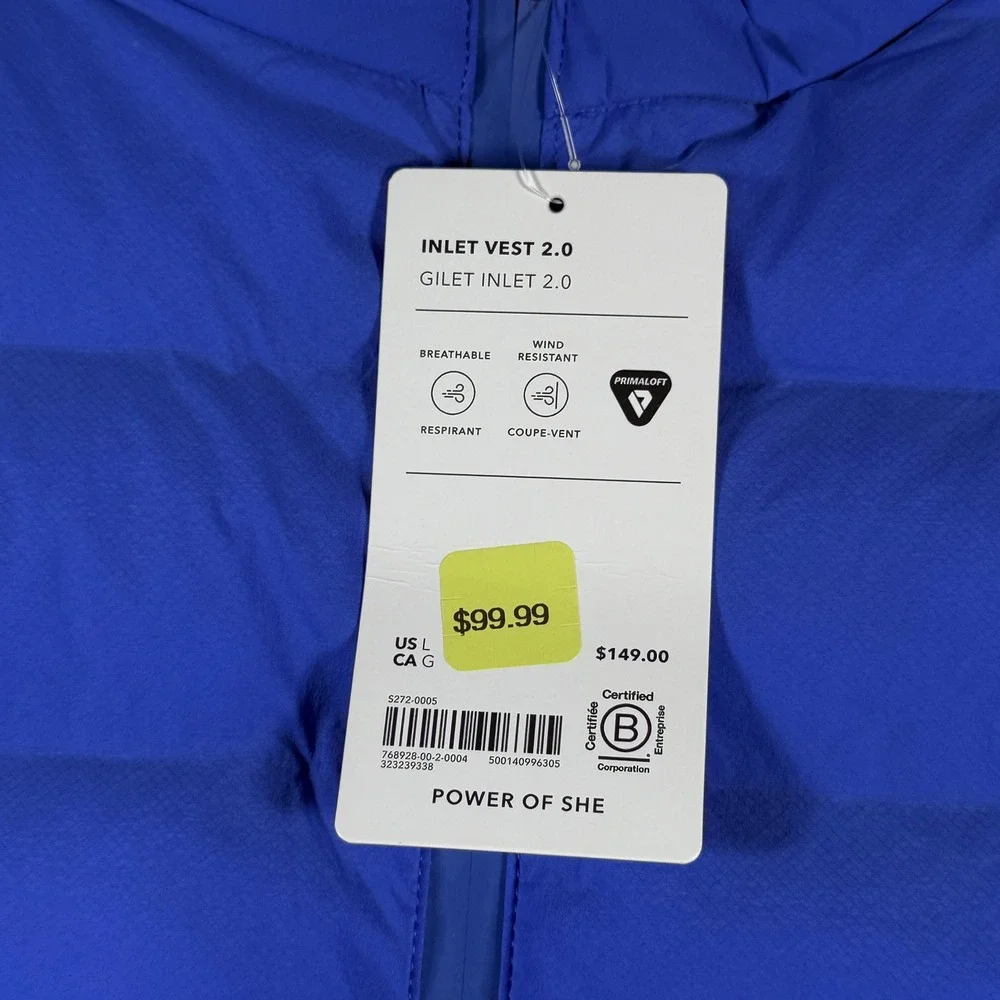 Athleta Inlet Vest 2.0 Blue Primaloft Insulated Wind Resistant 768928-00 Women L